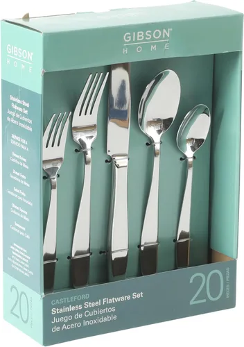 Miniatura 7 de Gibson Home Castleford - Juego de cubiertos de acero inoxidable, 20 piezas, para 4 personas, acabado pulido moderno