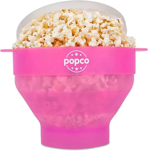Miniatura 12 de POPCO - Palomitas de maíz de silicona para microondas - Palomitas de maíz plegables - Tazón de palomitas de maíz con asas y tapa - Apto para Verde
