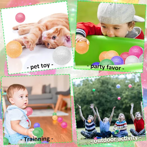 Miniatura 5 de 84 bolas inflables con purpurina para recuerdos de fiesta de niños, 6 colores, bolas de rebote de goma a granel de 1.772 pulgadas (1.772 in), bolas