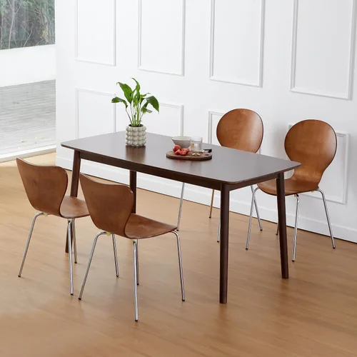 Miniatura 7 de Livinia Aslan Mesa de comedor rectangular de madera de roble malayo de 59 pulgadas, escritorio grande de cocina de madera maciza (nogal)
