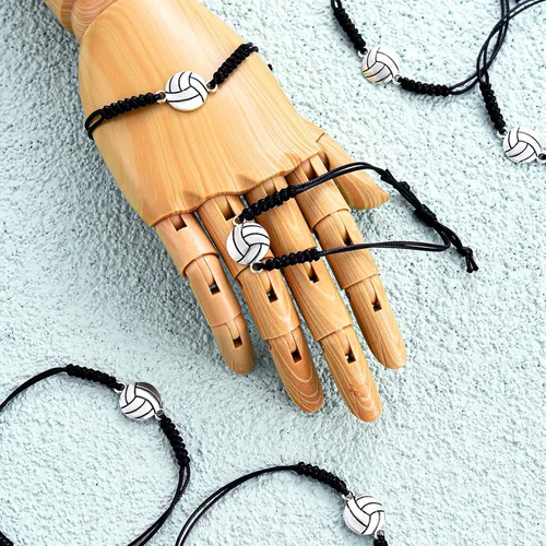 Miniatura 31 de 20 pulseras de voleibol ajustables, cuerda trenzada con dije de voleibol para niñas, mujeres, hombres, adolescentes, la mayoría de jugadores