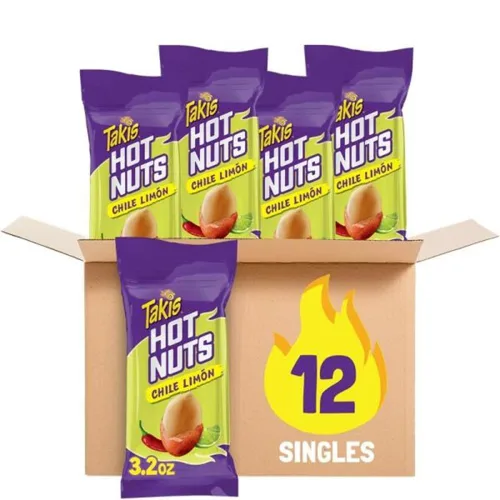 Miniatura 8 de Takis Fuego Hot Nuts - Caja de 12 unidades / 3.2 onzas, sabor a chile picante y lima, cacahuetes extremadamente picantes dobles