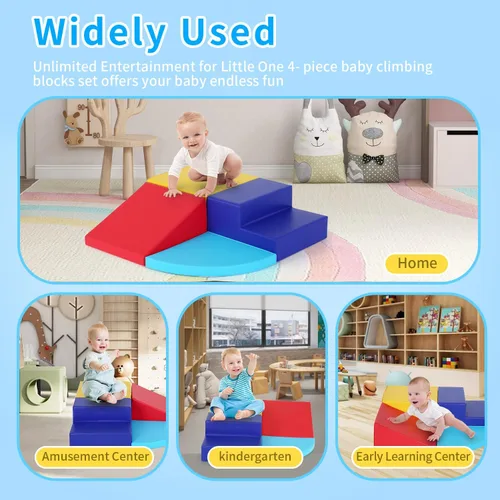 Miniatura 4 de PayLessHere Juguetes de escalada para niños pequeños de 1 a 3 años, juego de bloques de espuma coloridos de 4 piezas, juguetes