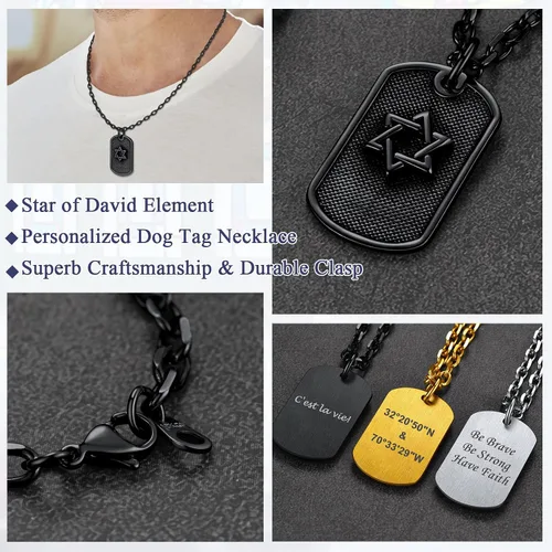 Miniatura 4 de FaithHeart David of Star Collar para hombres y mujeres, collar con colgante de estrella judía, acero inoxidable, amuleto hebreo, caja de regalo