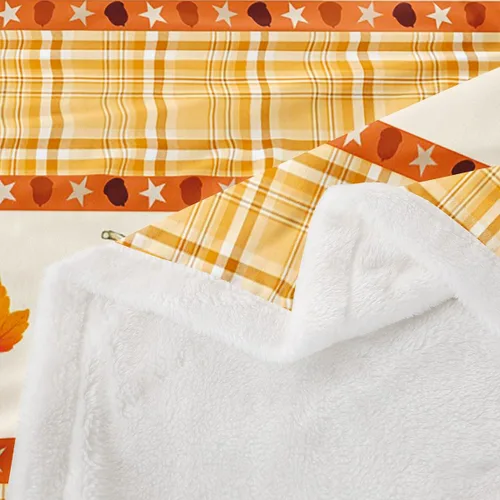 Miniatura 6 de Manfei Hello Fall Throw Blanket Pumpkin Maple Leaf Plaid Patchwork Fleece Blanket Autumn Theme Cozy Throws for Bed Couch Sofa,Kids Boys Girls Room
