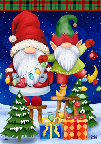 Miniatura 21 de Briarwood Lane - Bandera para casa con enanos de invierno, temática de Navidad, con gorro de Santa, humor, 28 x 40 pulgadas Gnomos de invierno