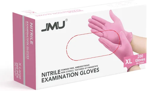 JMU Guantes de Nitrilo Rosa, No Estériles, Guantes de Examen Desechables Sin Látex para Médico Esteticista, XS/S/M/L/XL, 200-4000 Unidades