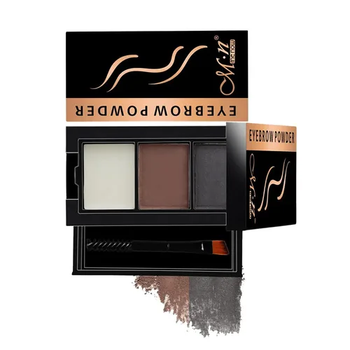 MENOW - Polvo de cejas con cera y cepillo, kits profesionales de cejas para mujeres, polvo de cejas multicolor impermeable de larga duración, paleta