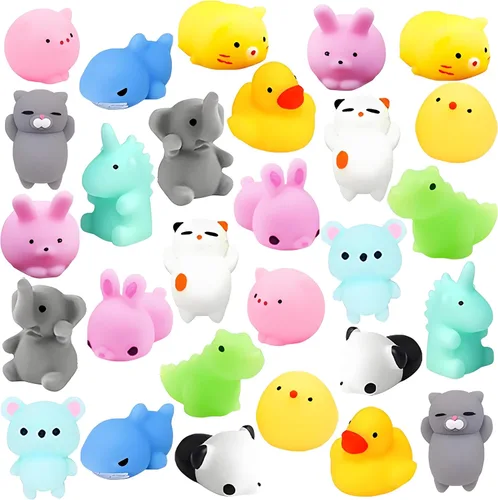 28 piezas de juguetes Mochi Squishies rellenos de corazones para búsqueda de huevos de Pascua, juguetes para apretar Mochi para niños y niñas,