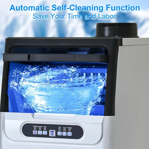 Miniatura 6 de Amzgachfktch - Máquina comercial para hacer hielo, 100 libras/24 horas, máquina para hacer hielo con 2 modos de entrada de agua, capacidad
