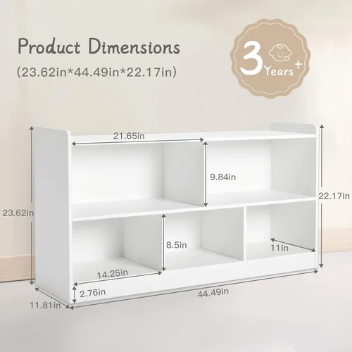 Miniatura 2 de Estante Montessori, organizador de almacenamiento de juguetes de madera para libros, juguetes, estantería de 2 estantes, gabinete de almacenamiento