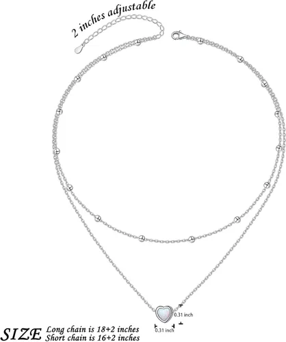 Miniatura 5 de Collares en capas para mujer de plata de ley S925, collar para mujer, collar de círculocorazóndoble círculocruzestrellamal de ojo, collar hecho a