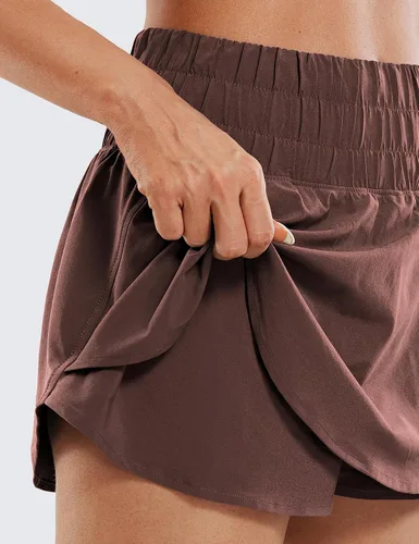 Miniatura 3 de CRZ YOGA Pantalones cortos deportivos para mujer, cintura alta, falda con volantes, superpuesta, entrenamiento, correr, tenis, pantalones cortos