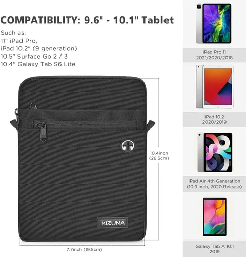 Miniatura 6 de KIZUNA Funda para tablet de 10 pulgadas, resistente al agua para iPad Pro/Surface Go 3/10.5" Galaxy Tab A, color negro