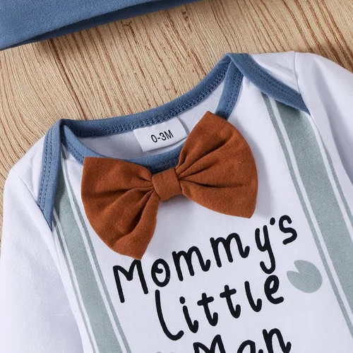 Miniatura 4 de Dimoybabe Conjunto de ropa para bebé recién nacido 3 piezas mameluco de manga larga pantalones sombrero