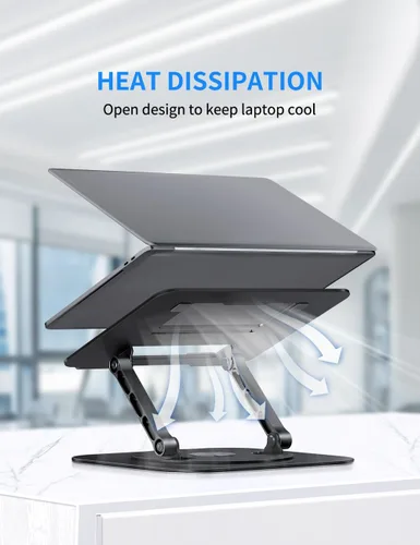 Miniatura 4 de AOEVI Soporte ajustable para laptop con base giratoria de 360°, soporte para computadora portátil ergonómico plegable elevador para computadora