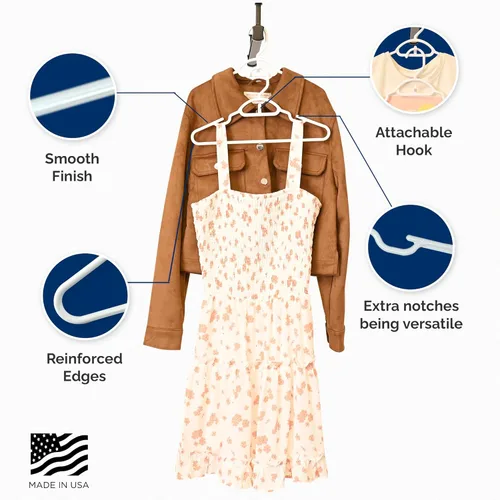 Miniatura 6 de Closetselect Perchas juveniles de plástico para niños pequeños y niños de 13 pulgadas, ganchos para armario, perchas para ropa infantil, tamaños 4 a