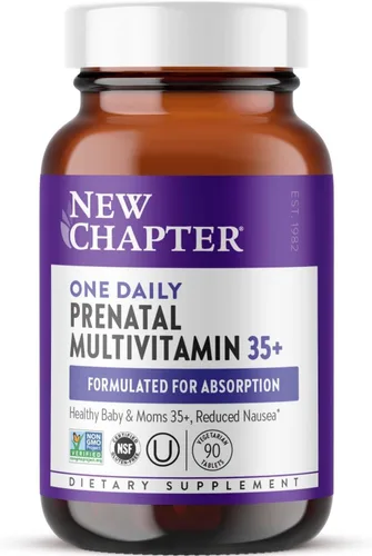 New Chapter Vitaminas prenatales, un multivitamínico prenatal diario mejorado para mayores de 35 años con metilfolato + colina para mamá y bebé