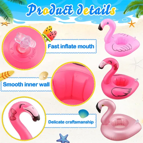 Miniatura 3 de Sawysine Paquete de 42 soportes inflables para bebidas para piscina, piscina, flotadores de bebidas, portavasos flotantes para piscina, portavasos