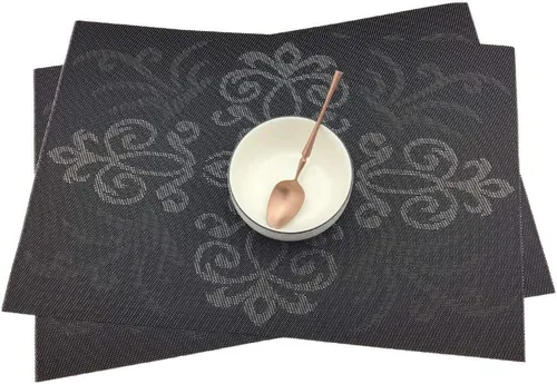 Miniatura 4 de Juego de 6 manteles individuales de vinilo tejido cruzado para mesa de comedor, resistentes al calor, antideslizantes, fáciles de limpiar Simetría