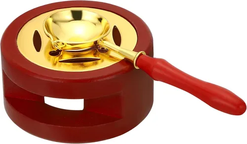 PATIKIL Kit de sellado de cera, calentador de sellos de cera con cuchara de fusión, estufa de fusión retro, herramienta de horno largo para sellado