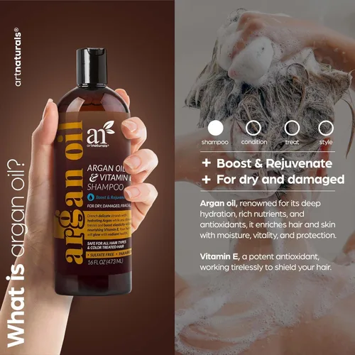 Miniatura 2 de Aceite de argán argánico Arte Naturals para pérdida de cabello, champú para el crecimiento del cabello, 16 onzas, sin sulfato, mejor tratamiento