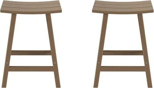 Miniatura 10 de WestinTrends Malibu - Juego de 2 taburetes de 24 alturas para exteriores/patio, madera envejecida Roble (Weathered Wood)