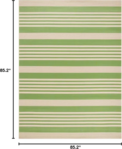 Miniatura 2 de SAFAVIEH Courtyard Collection - Alfombra decorativa, 2.3 x 5 pies, beige y verde oscuro, para interior/exterior, resistente a la intemperie