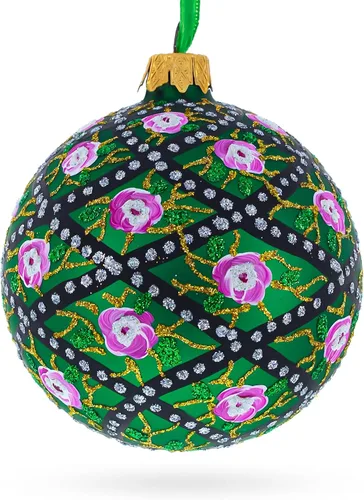 Miniatura 2 de 1907 Rose Trellis Royal Egg - Bola de cristal verde adorno de Navidad de 3.25 pulgadas