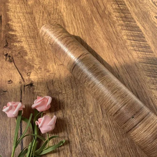 Miniatura 4 de EeeComing Papel tapiz de madera de 118" x 17.7" pulgadas, papel de contacto despegar y pegar, madera marrón, papel tapiz autoadhesivo de madera