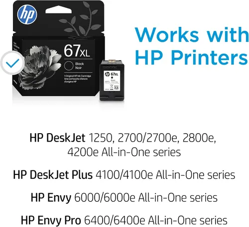 Miniatura 2 de HP Cartucho de tinta negro de alto rendimiento 67Xl – Paquete de 2 Funciona con DeskJet 1255, 2700, 4100, Envy 6000, 6400 Series