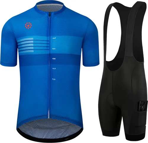Miniatura 26 de GCRFL Conjunto de camiseta de ciclismo para hombre, camiseta ligera para ciclismo de carretera, pantalones cortos con bolsillos acolchados