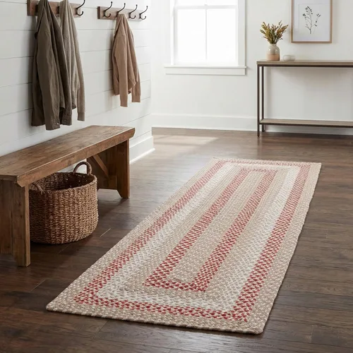 Miniatura 91 de Super Area Rugs Alfombra trenzada azul de 7 x 9 pulgadas, alfombra tejida ovalada para sala de estar, alfombra trenzada de granja, alfombra