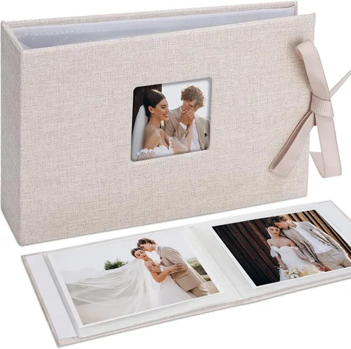Vienrose Álbum de fotos pequeño de 4 x 6 pulgadas, mini libro de fotos con bolsillos, páginas transparentes con capacidad para 52 fotos, cubierta de