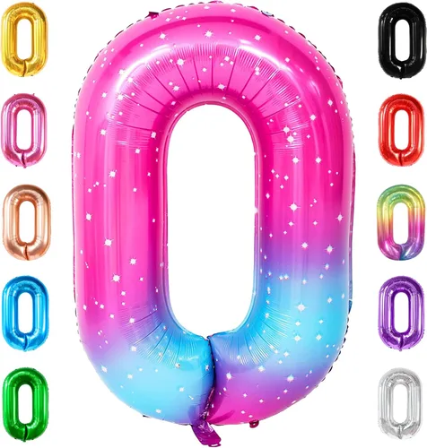 Miniatura 203 de Globo gigante plateado del número 0 de 40 pulgadas – Globo Mylar del número 0 Globo plateado 0 para decoraciones de fiesta Globo plateado