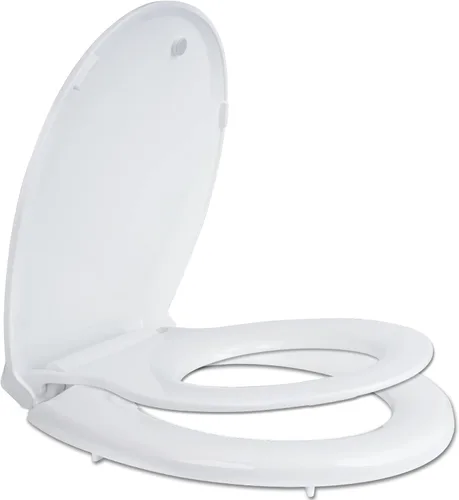 Hibbent Asiento de inodoro de entrenamiento para ir al baño, asiento magnético integrado, tapa con cubierta ovalada, nunca se afloja y cierra