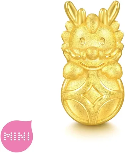 Miniatura 3 de CHOW SANG SANG 999 24K oro sólido mini encanto dragón de la suerte con moneda pulsera para mujer 94299C, Metal