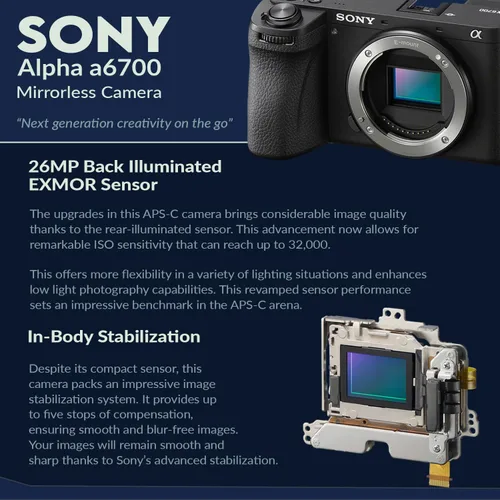 Miniatura 4 de Sony Alpha a6700 - Cuerpo de cámara sin espejo en paquete con bolsa para hombro, tarjeta SD de 128 GB, lector de tarjetas, batería extra, cargador