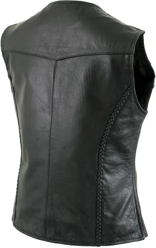 Miniatura 9 de Xelement B206 'Road Queen' - Chaleco trenzado de cuero negro para mujer