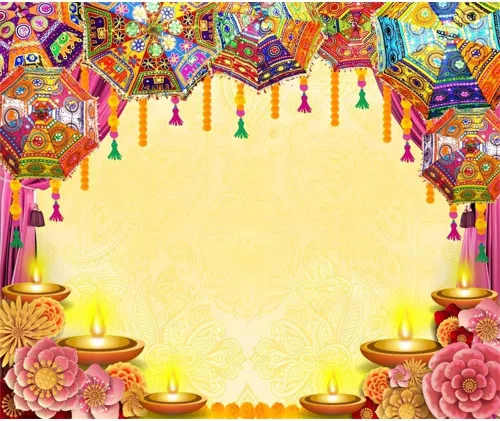 Telón de fondo indio Diwali Pooja para fotografía, 10 x 8 pies, vinilo indio, tradicional, Puja Ganpati Mehndi Diwali, Festival de fotos, decoración