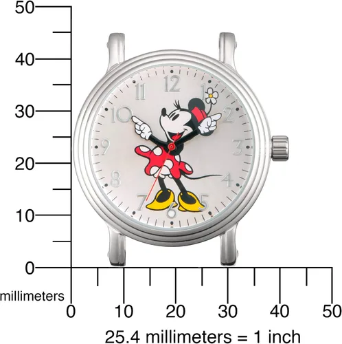 Miniatura 5 de Disney Minnie Mouse - Reloj analógico vintage de cuarzo para adultos, Rojo