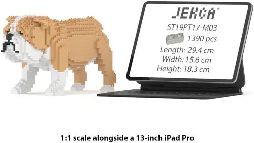 Miniatura 3 de JEKCA Bulldog inglés 01S-M03 Bloques de construcción de plástico para perros Edad 14+ Marrón claro