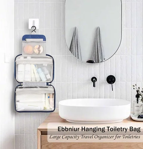 Miniatura 7 de Bolsa de aseo colgante, bolsa de viaje de gran capacidad para artículos de tocador, tela Oxford impermeable, organizador de maquillaje, bolsa
