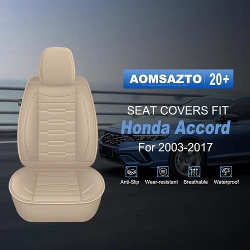 Miniatura 2 de AOMSAZTO 2 fundas de asiento delantero de automóvil, ajuste personalizado para Honda Accord 2003-2017, protector de asiento de coche de piel