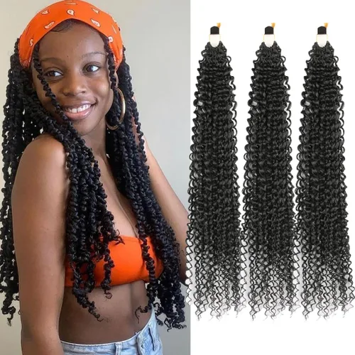 Miniatura 13 de Pelo de ganchillo Ocean Wave de 30 pulgadas, 3 paquetes de cabello trenzado de onda profunda, cabello rizado profundo con ganchillo para mujeres