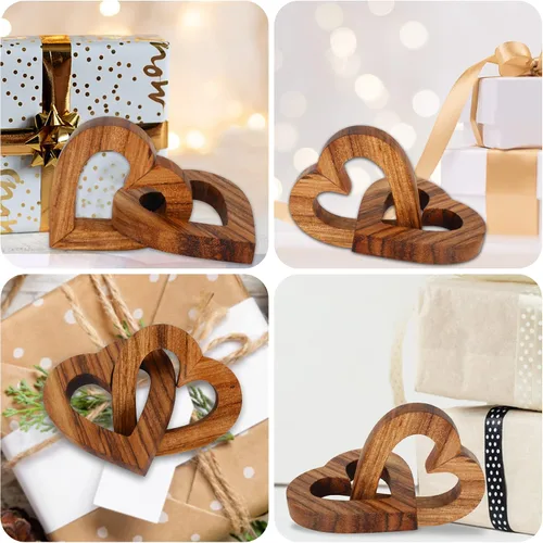 Miniatura 7 de Lightzz Regalos románticos de corazón para el día de San Valentín para ella, forma de corazones de madera hechos a mano para pareja, esposa, marido