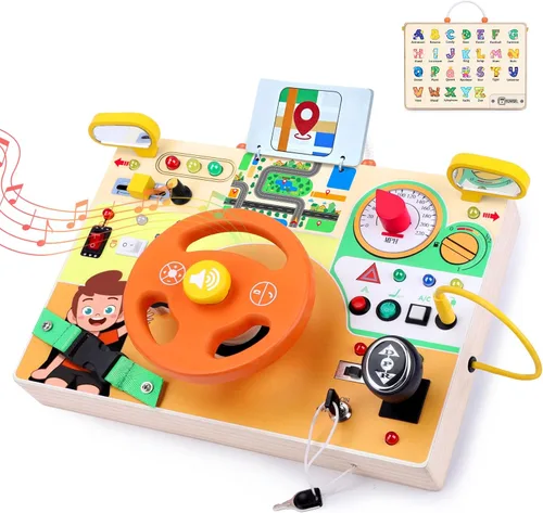 Miniatura 11 de Grarain Tablero de actividades para niños pequeños – Juguete educativo Montessori para niños y niñas de 1 a 3 años Actividad de aprendizaje