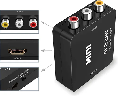 Miniatura 2 de RCA a HDMI, convertidor AV a HDMI, 1080P 4k Video Audio TV 3 RCA CVBS HDMI con cable de carga USB