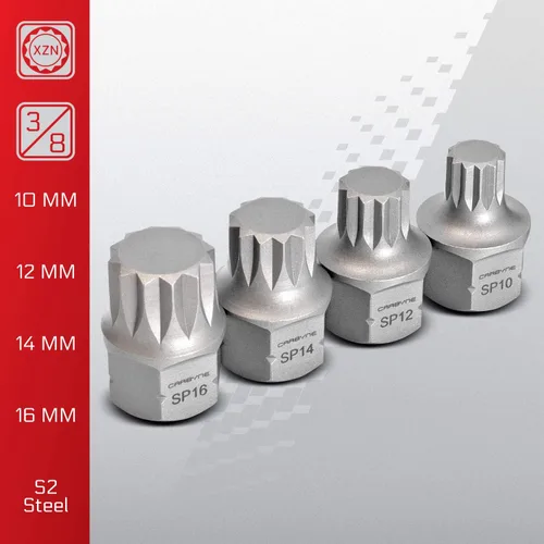 Miniatura 4 de CARBYNE Juego de 8 piezas XZN Triple Square Super Short Low Profile Bit Socket Set – 12 puntos 0.157 in a 0.630 in, Dual-Drive: unidad cuadrada