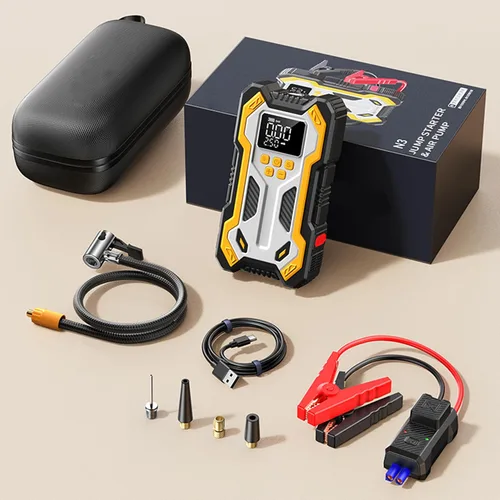 Miniatura 9 de Arrancador de batería de automóvil con compresor de aire 10000 mAh 150 PSI cargador, caja de salto de arranque